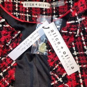 ALICE + OLIVIA kidman school girl plaid Jacket in red
